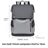 Light grey Men Large Capacity Business Laptop Backpack Waterproof PU Leather Travel Rucksack with V888-ELOSUNG43314