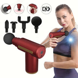 Red Portable Deep Tissue Massager 6-Speed & 4 Heads & 15-Min TimerProfessional Muscle Recovery, V1106-AMY002