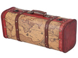 Vintage Suitcase Portable Composite Wood Map Pattern Design Vintage Storage Chest V1294-YM0714-3115210131111