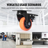 VEVOR Caster 76.2 mm Swivel Plate Casters, Set of 4, with Security A/B Locking No Noise PVC V952-PBJLCSJAZ4J27UKMWV0