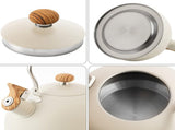 2.5 L Whistling Tea Kettles with Wood Grain adjustment Nylon Handle, Capsule Base Tea Kettle, White V1192-AZ-W-11025