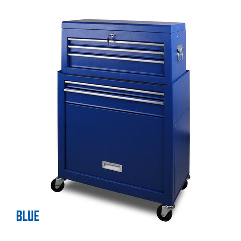 7 Drawer Tool Box Chest Cabinet Trolley Toolbox Garage Storage Lockable Blue V465-95232