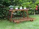 Pine Wood 3pcs Plant Stand Ladder Garden Flower Display V178-66994