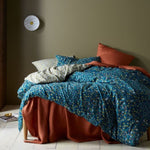 Accessorize Lisa Teal Washed Cotton Printed Quilt Cover Set Queen V442-HIN-QUILTCS-LISA-TEAL-QS