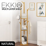 Ekkio Modern Style Sturdy Construction Bamboo Clothing Rack With 9 Hooks Multi Layer Shelf V227-2997162003000