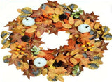 Christmas decorative wreath45 cm in diameter, adorned with white pumpkins, pinecones, and maple V888-ELOSUNG56814