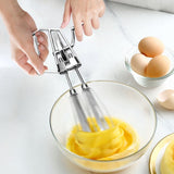 Stainless Steel Egg Beater,Manual Hand Crank Mixer with Double Rotating Heads for Efficient V1369-AZ3-W-14857