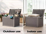 Gardeon Outdoor Storage Box 118L Container Lockable Garden Toy Tool Rattan-Texture Brown OSB-RAT-118L-BR