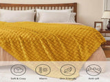 Updated Grey Throw Blanket for Couch and Bed- Super Soft and Warm 3D Checkered Fluffy Fuzzy Fleece V1107-114-55049-YEL4