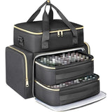 Large Capacity Nail Polish Organizer Bag Double Layer Portable Storage Case with Sponge Dividers for V1341-ZY-RC3Q6ANF-GREY