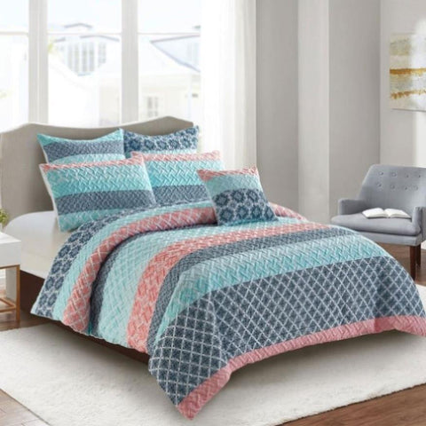 Georges Fine Linens Lana Quilt Cover Set - Double V442-MFL-QUILTCS-LANA-MULTI-DS