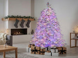 7.5ft 2.3m Pre-Lit White Flocked Artificial Christmas Tree, 1650 Multi-Function Micro LED Light 112_HZCS75