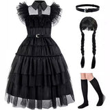 Girl's dress cosplay Wednesday Brigitte princess dress lace details puff sleeves children Wednesday V1237-ZY-203-3682