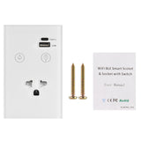 2.4GHz WiFi Wall Touch Light Switch with Type-C USB Power Outlet Neutral Wire Required 1 Way Control V1294-YM0901-HS7880WUS-1