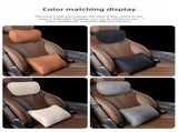 Brown Luxury Eco-Friendly Suede Car Headrest and Lumbar Cushion Set Ergonomic Support, All-Season V888-ELOSUNG17204