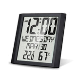 Digital Wall Clock Desk Clock with Temperature Humidity Date Week Large Display Calendar Battery V1370-AZ4-06046