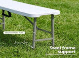 Gardeon 180cm Folding Garden Bench Portable Trestle Seat HDPE Fold In Half White GB-HDPE-FD-WH