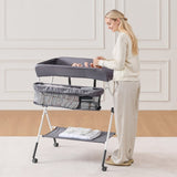 VEVOR Baby Changing Table, Foldable Diaper Change Station with Side Basket, Adjustable Height V952-ZDNBTSHSXXSD4UOQF001V0