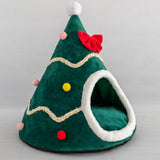 Christmas Tree Dog House, Cozy Dog Cave Pet Sleeping Bed Puppy Tent with Removable Cushion, Pets Bed V1192-AZ-W-20975