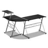 Artiss Computer Desk L-Shape Keyboard Tray Shelf Black MET-DESK-117-BK