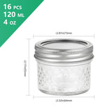 16 Pack Glass Mason Jars With Regular Lids, Canning Jelly Jars for Baby Food Honey Jam Candles and V1237-MS-724-121