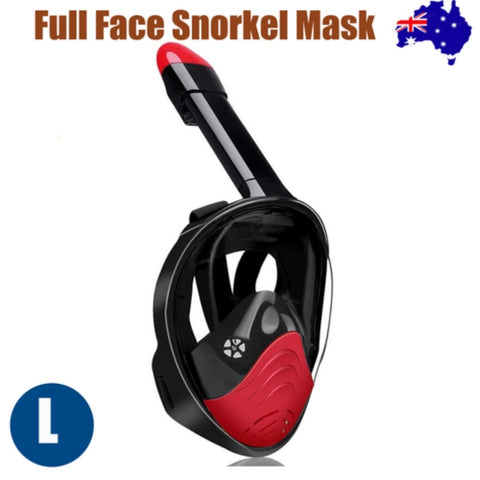 Red Full Face Snorkel Mask Swimming Breath Dry Diving Goggle Scuba Glass Anti-Fog AU L V201-W12783344