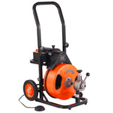 Drain Cleaner Machine 75FT x 3/8Inch, Auto Feed Sewer Snake Auger with 4 Cutter & Air-activated Foot V952-ZDJJKLSGDSTJZXGSSV3