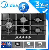 Gas Glass Cooktop 90cm Black V214-MCG90GBL