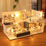 Dollhouse Miniature with Furniture Kit Plus Dust Proof and Music Movement - Happy time V178-13202
