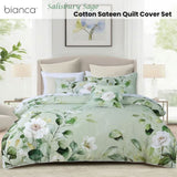 Bianca Salisbury Sage Floral Cotton Sateen Quilt Cover Set Queen V442-BCA-QUILTCS-SALISBURY-SAGE-QS
