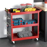 Giantz 3-Tier Tool Cart Storage Trolley Workshop Garage Pegboard Hooks Red TB-CART-3T-N-RD