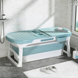 Weisshorn Foldable Bathtub Portable Folding Water Spa with Cover Plate 136x62cm FB-PP-136-BL