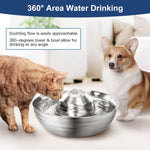 YES4PETS 2L Automatic Electric Pet Water Fountain Dog Cat Stainless Steel Feeder Bowl Dispenser V278-PWS-102