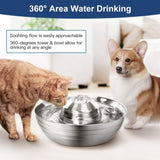 YES4PETS 2L Automatic Electric Pet Water Fountain Dog Cat Stainless Steel Feeder Bowl Dispenser V278-PWS-102