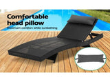 Gardeon Sun Lounge Wicker Lounger Outdoor Furniture Beach Chair Garden Adjustable Black FF-LOUNGE-WA-BK