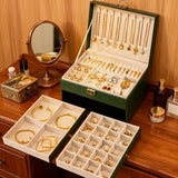 Dark green Multi - layer Jewelry Box Velvet Lining, Three - layer Zoning, Double - drawer V1232-SSSNH002