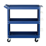 Giantz 3-Tier Tool Cart Storage Trolley Workshop Garage Pegboard Hooks Blue TB-CART-3T-N-BL