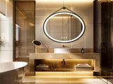 Round 700mm LED Bathroom Mirror with Leather Strap - Anti-Fog Dimmable Backlit Vanity Mirror - Wall V767-XMR-Y18-967-AU