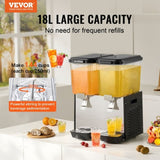 VEVOR Commercial Beverage Dispenser 18L x 2 Tanks Cold Juice Ice Drink Dispenser V952-SYYLJJBSJXS172LLCV3