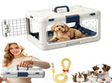 Foldable Hard Cat Carrier, Transparent Pet Crate for Cats & Small Dogs, Collapsible Travel Kennel V1107-136-47040-YEL