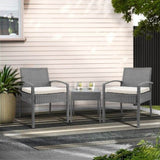 Gardeon 3PC Patio Furniture Bistro Set Wicker Outdoor Lounge Setting Grey ODF-TEA-RATTAN-S-GE