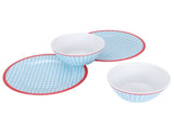 4Pcs/Set Salad Bowl Dish Light Blue Grid Pattern Imitation Porcelain Snack Plate Tableware V1294-YM0718-3118200282711