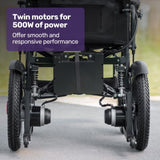 EQUIPMED Electric Folding Wheelchair, Wide Bariatric Chair Seat, Comfortable for S-XL, Long Range, V219-HELWLCEQPKK4A