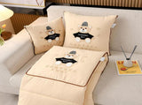Beige Cap Bear 2-in-1 Foldable Car Pillow - Cozy 40x40cm Pillow, Unfolds to 100x150cm V888-ELOSUNG33213