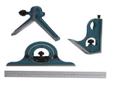 1x Stainless Steel Universal Bevel 180 Degree Angle Combination Square Protractor Ruler Set V1294-YM0901-JYB00825