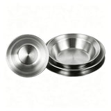 Stainless Steel Outdoor Dinnerware Set of 4 2 Bowls & 2 Plates for Camping, Picnics, and Barbecues V1366-AZ2-W-12858