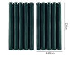 Marlow Blackout Curtains 2-Panel Velvet Room Darkening Eyelet Curtains 240x230cm CD1024-GN-240X230-AU