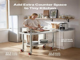 Stainless Steel Table, 60 x 90 cm Food Prep Worktable with Wheels, Kitchen Prep Table with V952-DLGZT2CWDB24ABSMO001V0