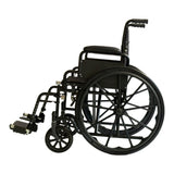Orthonica 24in Foldable Steel Wheelchair in Black Steel Frame Heavy-Duty Disability Aid WCR-MAS-025-BK