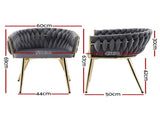 1 Set of 4 Artiss Dining Chairs Velvet Armchair Grey UPHO-C-DIN-01-VEL-GYX4